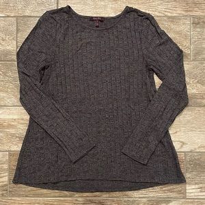 Olivia Sky Dark Gray A-Line Ribbed Long Sleeve Top